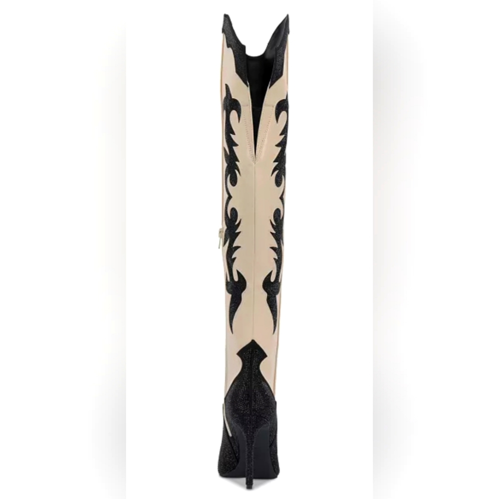 INC international concept Iresa Cowboy boots Bone /Black /Blind Size6M NEW NWOB - Picture 3 of 7